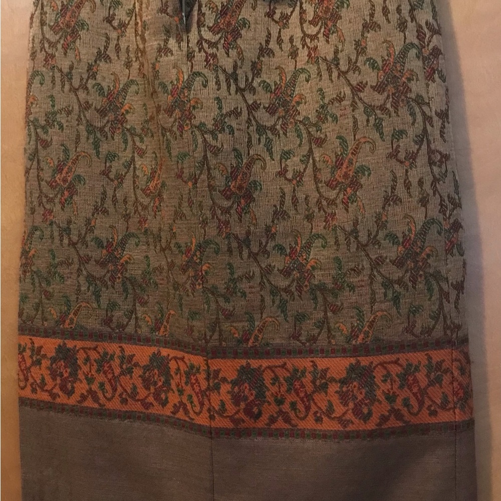 Fringed paisley print cashmere pencil skirt *new*